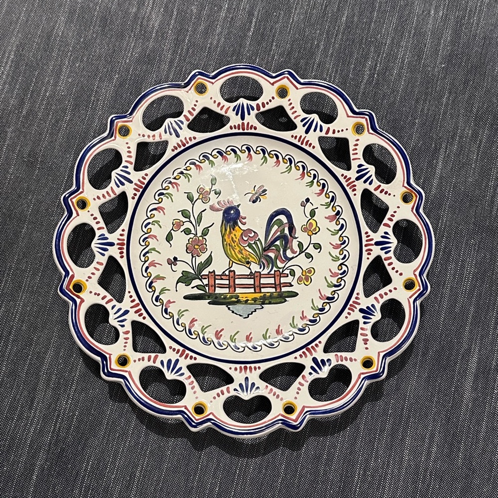 Rouen Pierced Plate Hand Painted French